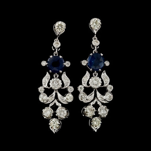 Diamond with Sapphire Dangle Earrings