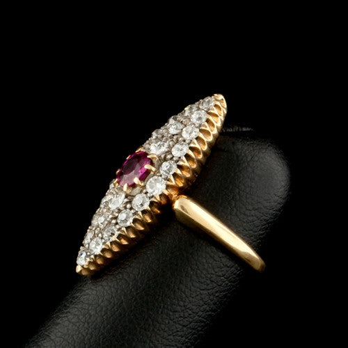 Elongated Vintage Ruby & Diamond Ring1