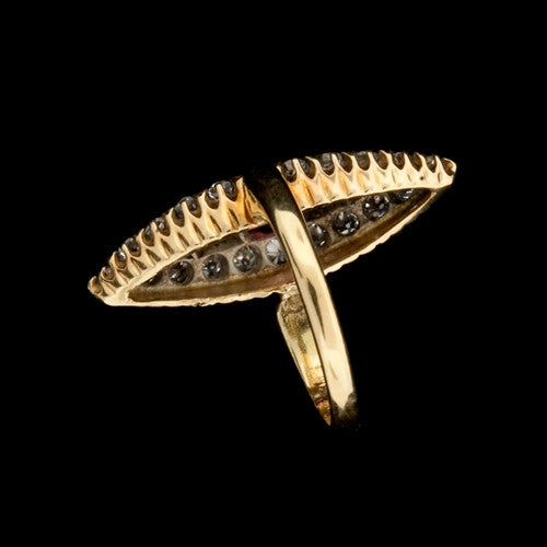 Elongated Vintage Ruby & Diamond Ring2