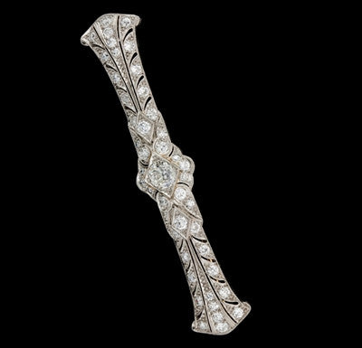 Estate Platinum & Diamond Bar Brooch