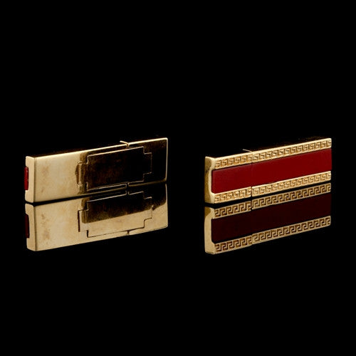 Greek Design Red Rectangular Cuff Links1