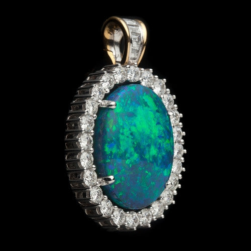 House of Giulians Black Opal & Diamond Pendant.
