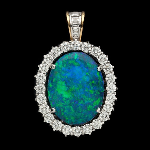 House of Giulians Black Opal & Diamond Pendant