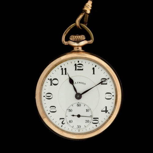 Illinois Open Face Pocketwatch on Chain - Copy