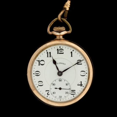Illinois Open Face Pocketwatch on Chain - Copy