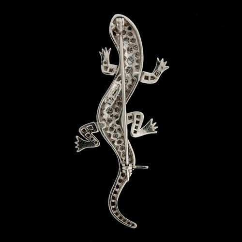 Large Diamond Gecko Platinum Pin1