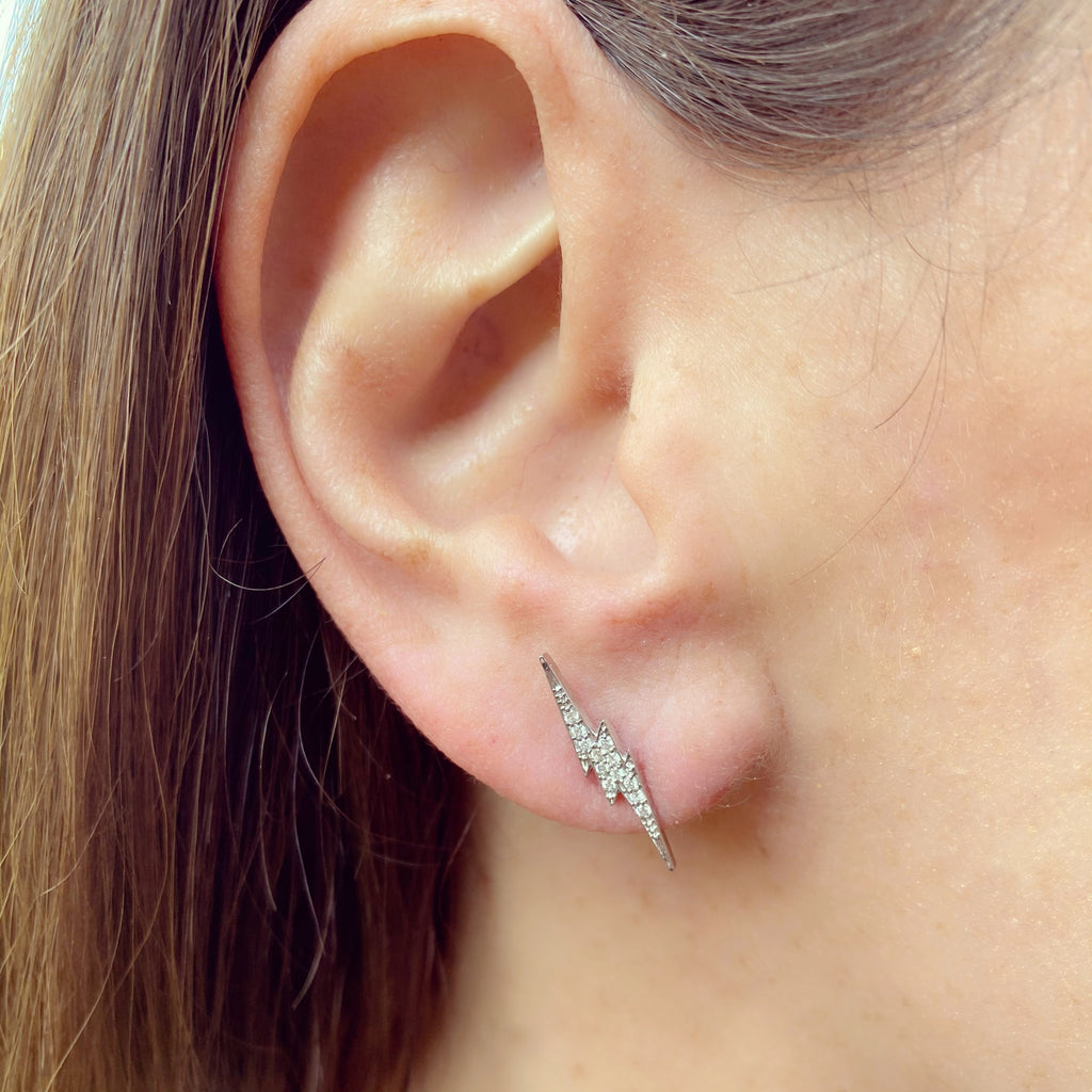 "Lightening Bolt" Diamond & White Gold Earrings