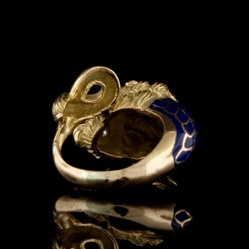 Lion Ring in Yellow Gold and Enamel2