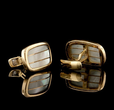 Mother of Pearl Rectangular Cuff Links2