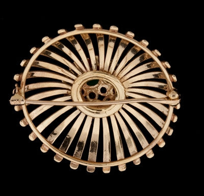 Multi-Gem Vintage 14KT Brooch1