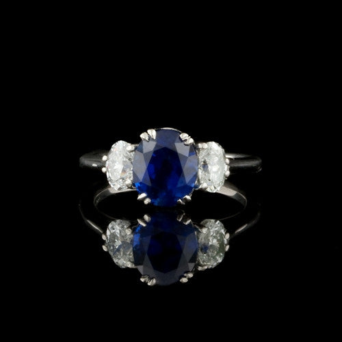 Natural 3.03ct Sapphire & Diamond Ring