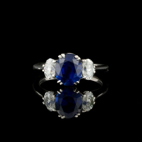 Natural 3.03ct Sapphire & Diamond Ring