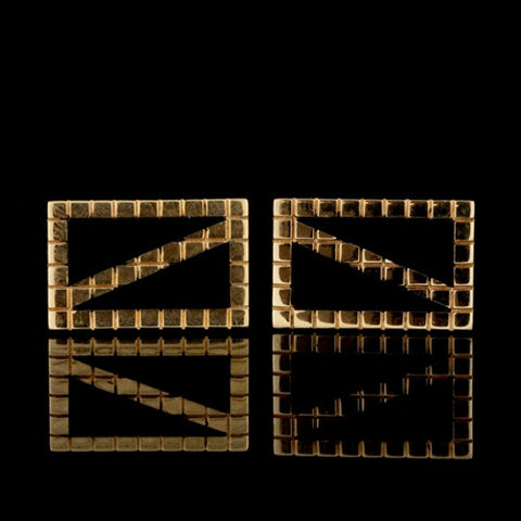 Onyx & Gold Grid Rectangular Cuff Links