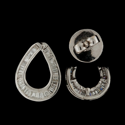 Open Teardrop Diamond Baguette Earrings1