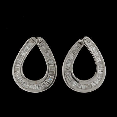 Open Teardrop Diamond Baguette Earrings