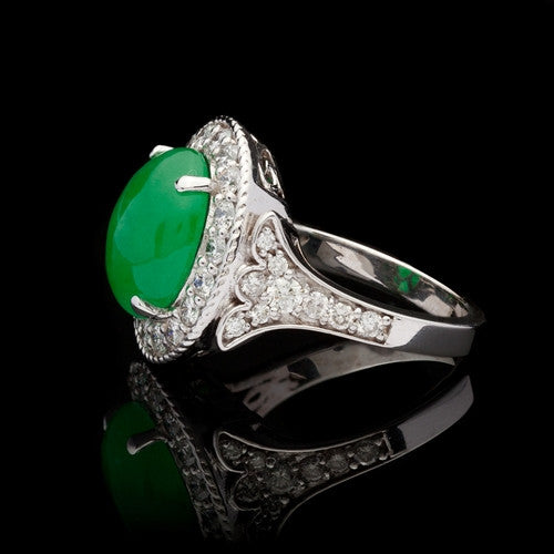Oval Jade & Diamond Ring1