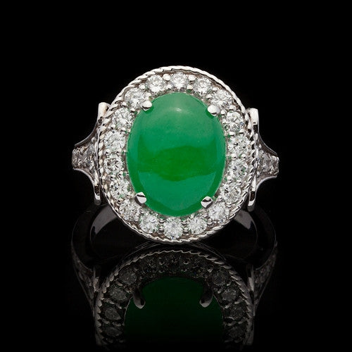 Oval Jade & Diamond Ring