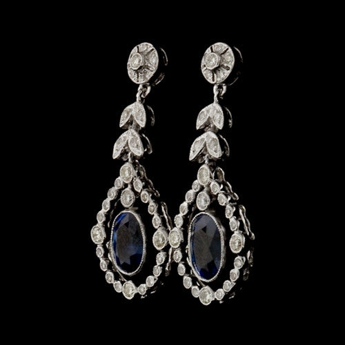 Oval Sapphire & Diamond Dangle Earrings1