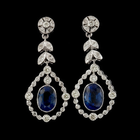 Oval Sapphire & Diamond Dangle Earrings