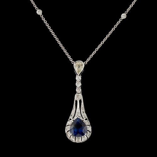 Pear Sapphire & Diamond Necklace1