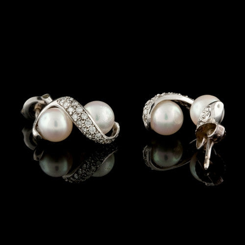 Pearl & Diamond Twist Earrings1