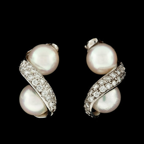 Pearl & Diamond Twist Earrings