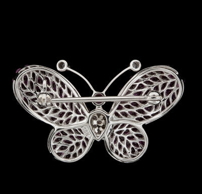 Pink Sapphire, Diamond Butterfly Brooch1