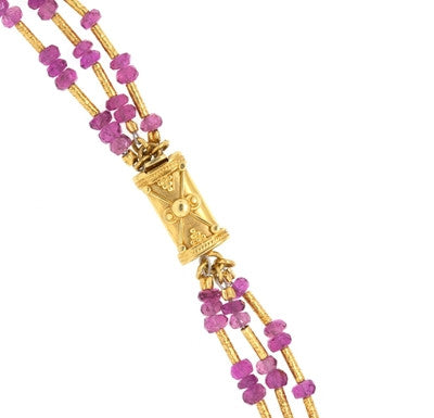 Pink Sapphire Triple Strand Necklace1