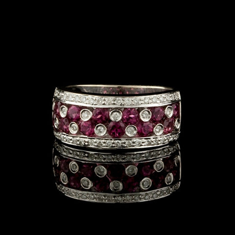 Pink Tourmaline, Diamond Band Ring