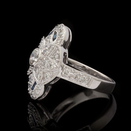 Platinum Diamond & Sapphire Vintage Ring.