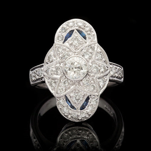 Platinum Diamond & Sapphire Vintage Ring