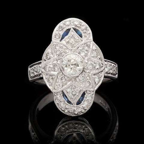 Platinum Diamond & Sapphire Vintage Ring