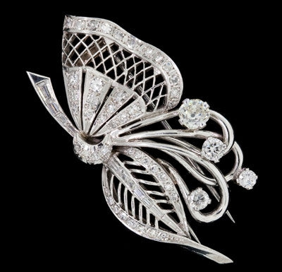 Platinum & Diamond Spray Brooch
