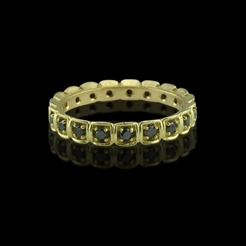 Custom 18kt Yellow Gold Eternity Band With Black Diamonds