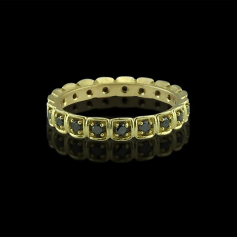 Custom 18kt Yellow Gold Eternity Band With Black Diamonds