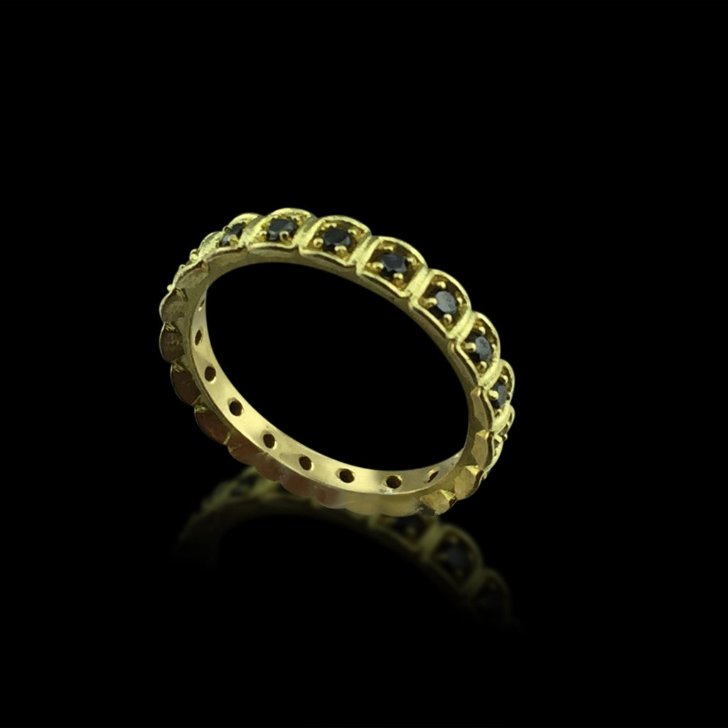 Custom 18kt Yellow Gold Eternity Band With Black Diamonds