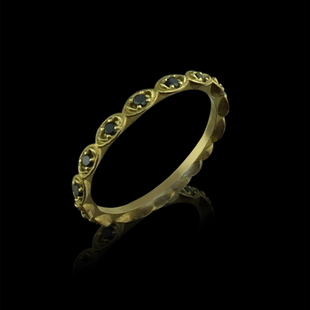 Custom 18kt Yellow Gold & Black Diamond Eternity Band
