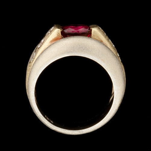 Red Spinel, Diamond & Matte Gold Ring1