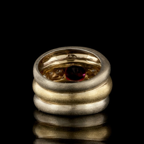 Red Spinel, Diamond & Matte Gold Ring2