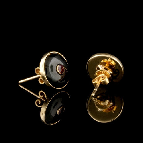 Round Black & Red Stud Earrings1
