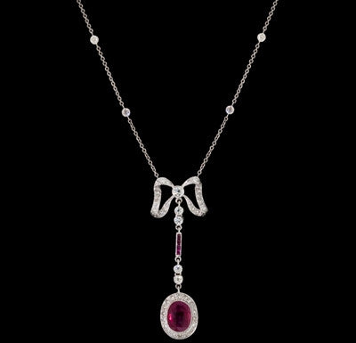 Ruby & Diamond Bow 18KT Necklace1