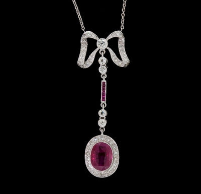 Ruby & Diamond Bow 18KT Necklace