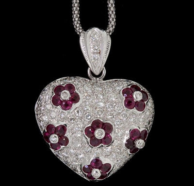 Ruby & Diamond Heart Locket