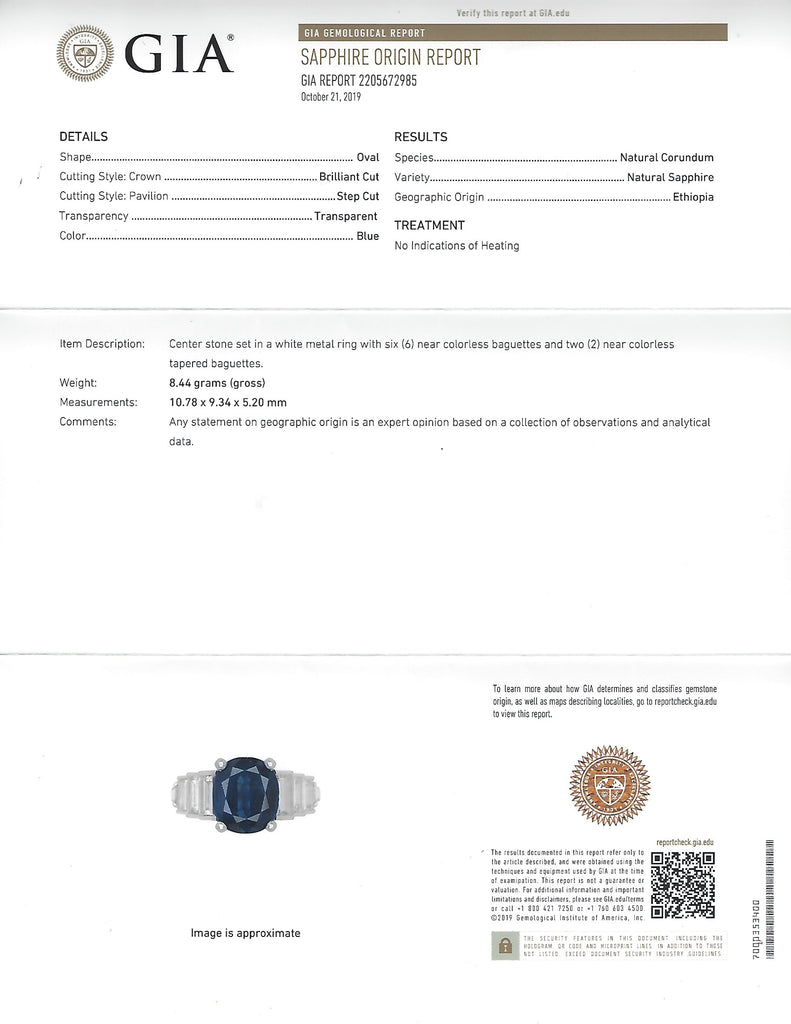 Elegant 4.21-ct. Unheated Sapphire & Diamond Platinum Ring