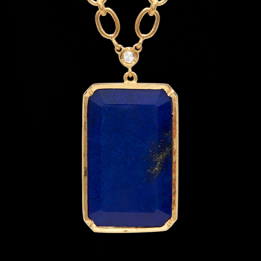 Lapis Lazuli & Diamond 18k Gold Pendant-Necklace