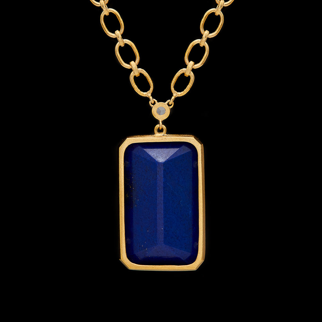 Lapis Lazuli & Diamond 18k Gold Pendant-Necklace