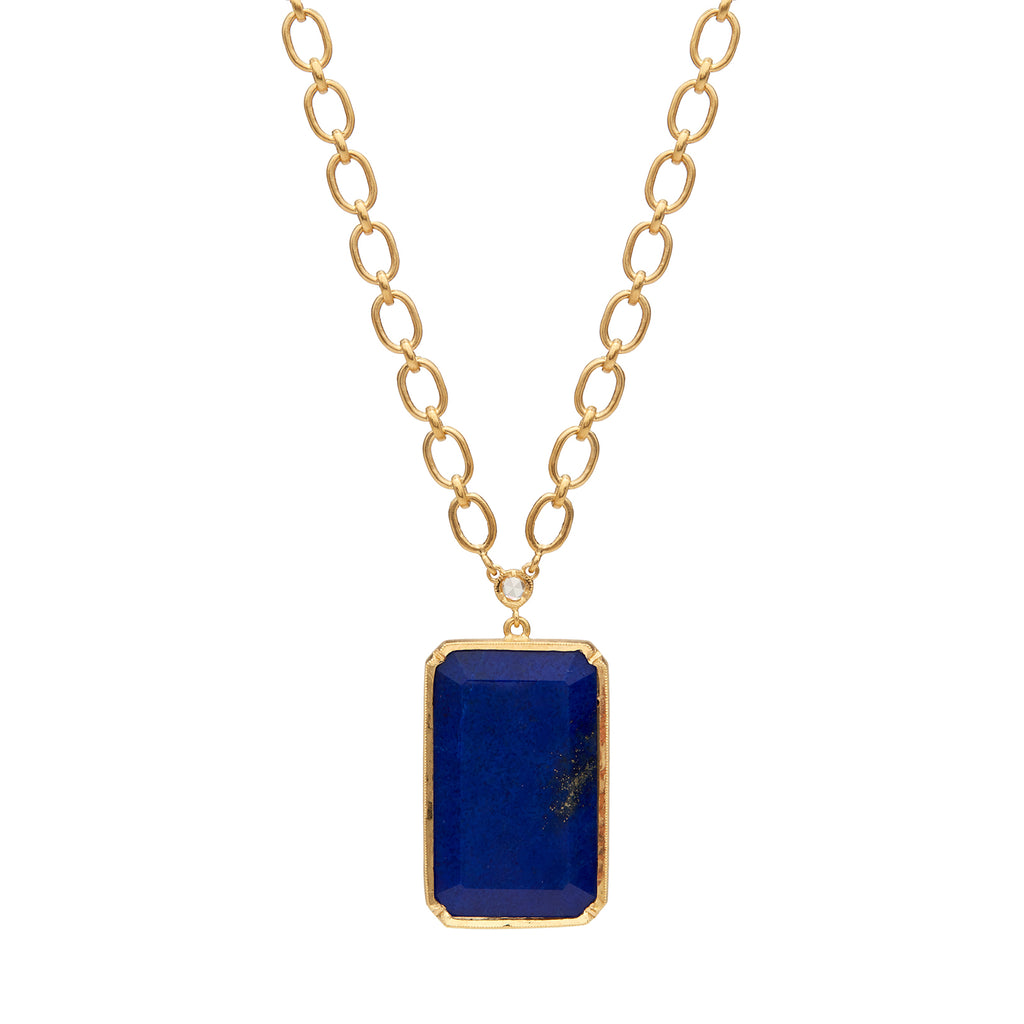 Lapis Lazuli & Diamond 18k Gold Pendant-Necklace