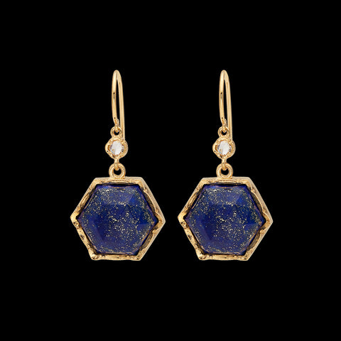 Lapis Lazuli & Diamond 18k Golds Drop Earrings