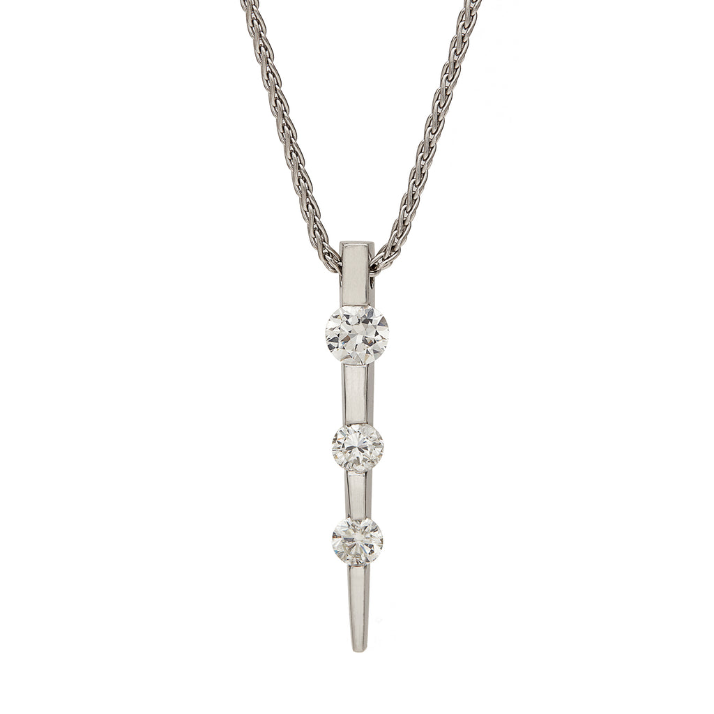Trinity Three Diamond 14k White Gold Pendant-Necklace
