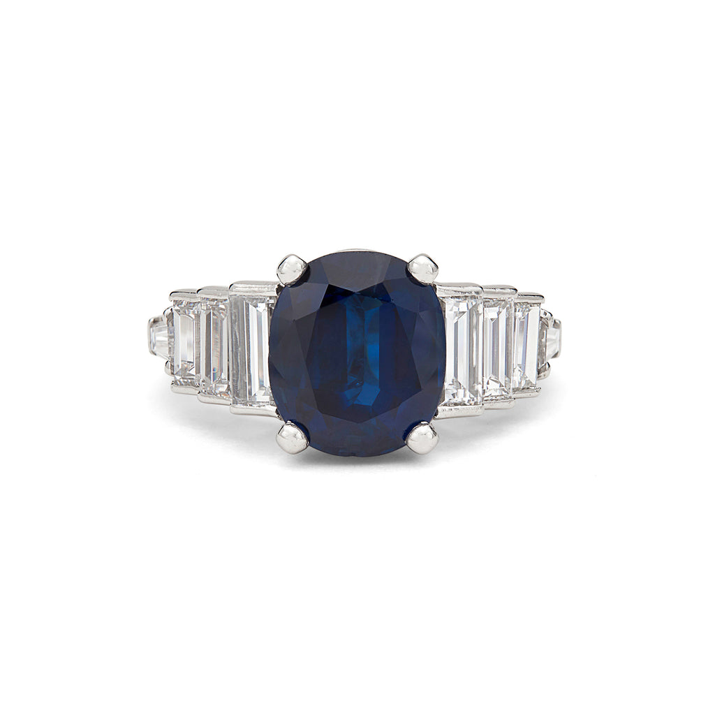 Elegant 4.21-ct. Unheated Sapphire & Diamond Platinum Ring